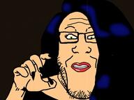 animated glasses green_eyes hair hand makeup open_mouth painted_nails sound soyjak stubble talking variant:markiplier_soyjak video // 960x720, 7.9s // 585.6KB