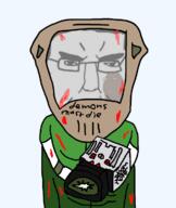 2soyjaks bfg9000 black_skin blood demon doom glasses millions_must_die smile soyjak stubble subvariant:chudjak_front subvariant:wholesome_soyjak variant:chudjak variant:gapejak video_game // 615x730 // 1.7MB