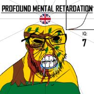angry animal bald bell_curve berkshire black_eyes black_hole black_sclera british clenched_teeth closed_mouth country cracked_teeth deer drool ear england flag flag:berkshire flag:united_kingdom glasses hair iq iq_bell_curve leaf mustache nightmare_fuel no_pupils plant profound_mental_retardation retard soyjak stubble text tree united_kingdom variant:feraljak wrinkles // 1024x1024 // 198.1KB