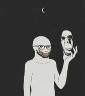 2soyjaks big_mouth blood blood_on_face head holding_head holding_object le_scary_face looking_at_you moon night scary sharp_teeth smile subvariant:coolsigma subvariant:hornyson teeth variant:cobson variant:soyak // 960x1088 // 1.0MB