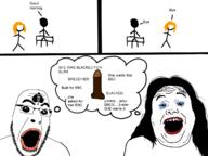 2soyjaks bbc glasses oh_my_god_she_is_so_attractive open_mouth queen_of_spades soyjak stubble tattoo thought_bubble variant:alicia variant:cobson // 1199x897 // 148.8KB