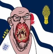 angry animal british bull cow distorted ear england flag flag:oxfordshire flower glasses hair irl lion open_mouth oxfordshire plant rotten_teeth soyjak stubble teeth tree united_kingdom variant:feraljak white_skin yellow_teeth you_were_one_i_ker // 1048x1081 // 441.3KB
