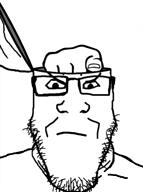 angry animated closed_mouth glasses hand looking_at_you middle_finger pointing pointing_at_viewer sound soyjak stubble variant:markiplier_soyjak video // 252x338, 9s // 658.5KB