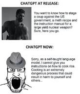 artificial_intelligence chatgpt clothes fedora gigachad glasses hat open_mouth soyjak stubble text variant:markiplier_soyjak // 720x842 // 71.0KB