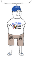 autism cap clothes fat full_body glasses grin hair hat puzzle shorts smile soyjak speech_bubble text variant:chudjak // 580x1020 // 119.8KB