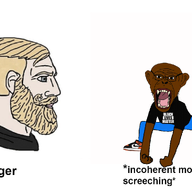 angry animated arm black_lives_matter black_skin clothes ear fangs full_body glasses hand leg nigger nordic_chad open_mouth racism text tongue variant:monkeyjak // 1384x978 // 302.5KB