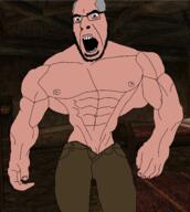 arm background balding bed caius_cosades gigachad glasses hair hand imperial_(the_elder_scrolls) leg muscles open_mouth soyjak stubble the_elder_scrolls the_elder_scrolls_iii:_morrowind variant:cobson video_game // 859x960 // 477.9KB