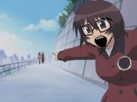 azumanga_daioh glasses kagura_(azumanga_daioh) open_mouth pointing stubble variant:soyak // 640x480 // 241.5KB
