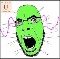 element eye_beam glasses green green_skin hair open_mouth stubble teeth text uranium variant:cobson // 1012x998 // 548.3KB