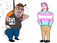 bloodshot_eyes crying dan flies lipstick rope shart_in_mart stubble trans_rights_are_human_rights transgender_flag variant:alicia variant:shotjak // 908x683 // 234.4KB