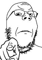 angry bald frown gape gaping_mouth glasses hand nails open_mouth pointing pointing_at_viewer soyjak stubble teeth template variant:gapejak // 612x857 // 16.2KB