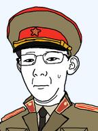 closed_mouth communism glasses hammer_and_sickle kgb kuz looking_at_you star_(symbol) sweating uniform variant:kuzjak // 800x1067 // 270.7KB