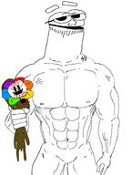 2soyjaks brown_skin btfo buff eyebrows full_body glasses muscles muscular_male piss shitskin storybots stubble undertale variant:bangjak variant:floweyjak vein white_background white_skin // 1126x1487 // 60.0KB
