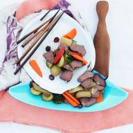 beef broccoli carrot chopsticks food hair hanging meta:ai_generated onion purple_hair rice stable_diffusion stir_fry tongue tranny variant:bernd zucchini // 704x704 // 676.1KB