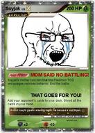 angry bloodshot_eyes card crying glasses leaf nintendo pokemon pokemon_tcg sad soyjak stubble text variant:soyak video_game // 373x521 // 48.5KB
