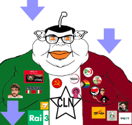 antifa closed_mouth clothes communism country democratic_party_(italy) downvote ear feminism flag:italy glasses gynaecomastia hammer_and_sickle hello_my_name_is_(sticker) italy lgbt obese orange_eyes reddit smile subvariant:branigger variant:brandon // 1658x1582 // 122.0KB