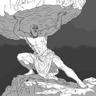 boulder cloth holding_object kneeling lifting monochrome muscular_male pose punisher_face shading shadow stubble subvariant:threefourthsplier variant:markiplier_soyjak // 2500x2500 // 410.5KB