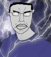 clothes glasses glowing_eyes low_tier_god meta:tagme subvariant:pol_face thunder variant:chudjak // 911x1012 // 996.3KB