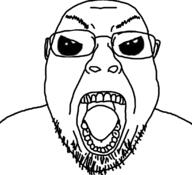 angry glasses oh_my_god_she_is_so_attractive open_mouth soyjak stubble teeth tongue variant:bernd // 1102x1006 // 212.9KB