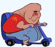 amerimutt brown_skin fat fish mcdonalds mobility_scooter open_mouth red_shirt scooter spongebob_squarepants transparent_background variant:unknown walmart // 621x534 // 100.3KB