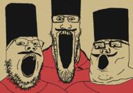 3soyjaks Russian_Dancing_Men clothes cossack hat mustache red_shirt soviet_union soyjak_trio variant:gapejak variant:markiplier_soyjak variant:tony_soprano_soyjak weebl // 828x581 // 147.1KB