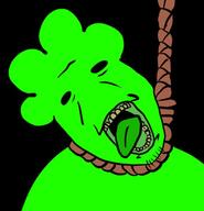 ack dead doobus_goobus green green_skin green_tongue hanging no_nose open_mouth rope soyjak stubble suicide tongue variant:bernd yellow_teeth youtube youtuber // 577x598 // 33.4KB
