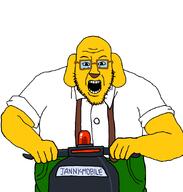blart glasses janny jannymobile open_mouth riding scooter stubble variant:blartjak yellow_skin // 876x921 // 52.8KB