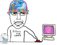 angry arm autism button cap cartoon closed_mouth clothes computer ear glasses hand hat jar millions_must_die my_little_pony rainbow_dash soyjak subvariant:pol_face text variant:chudjak // 867x681 // 301.4KB