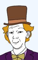 bowtie charlie_and_the_chocolate_factory closed_mouth clothes ear gene_wilder hat movie orange_hair smile soyjak variant:kuzjak willy_wonka // 810x1278 // 24.5KB