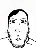 closed_mouth hair lips looking_at_you mime neutral no_glasses soyjak stubble subvariant:neutralplier variant:markiplier_soyjak // 596x800 // 194.2KB