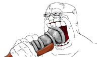alternate barbarian booger cracked_teeth crying eyebags glasses gun holding_object meta:not_a_fucking_duplicate open_mouth sweating teeth tongue variant:sadbarian vein weapon // 1199x704 // 187.5KB