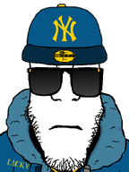 cap chain closed_mouth clothes glasses hat jacket lucky_(designer_brand) lucky_(user) sticker stubble subvariant:neutralplier sunglasses text transparent_background variant:markiplier_soyjak yankee zipper // 600x800 // 23.0KB
