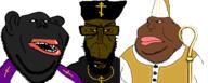 black_skin brown_skin catholicism christian_cross christian_identity christianity cross mutt_trio nigger orthodoxy pope protestantism subvariant:euromutt subvariant:impish_amerimutt variant:impish_soyak_ears variant:markiplier_soyjak variant:meximutt // 1720x694 // 271.1KB