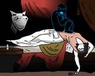 animal b_b_ghast_(namefag) bed curtain glasses meta:namefags sleeping soy soylent stubble subvariant:impish_horse variant:feraljak variant:impish_soyak_ears variant:soytan white_skin // 1030x821 // 118.9KB