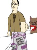 album_cover animal blood bloodshot_eyes brown_skin buster_and_glen chicken closed_mouth clothes dog duck duck_stab ear evil fangs front_facing full_body glasses music mustache neutral pitbull poster smile smug soyjak stubble subvariant:neutralplier suit tail teeth the_residents variant:bartender variant:feraljak variant:markiplier_soyjak white_skin wrinkles yellow_teeth // 1536x2048 // 1007.5KB