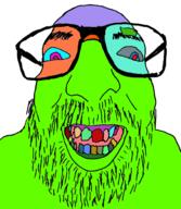 beard colorful colorful_teeth glasses open_mouth soyjak variant:israeli_soyjak // 581x666 // 138.3KB