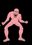 arm fire full_body green_eyes hand leg pink_skin soyjak variant:angry_soyjak // 4058x5654 // 336.7KB