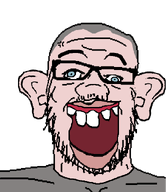 aliased anger_mark blue_eyes brown_hair clothes crooked_teeth cross_eyed crossed_eyes derp ear glasses grey_shirt kurwa lips nose open_mouth polack poland skinhead smile soyjak stubble teeth transparent_background variant:a24_slowburn_soyjak white_skin // 1244x1443 // 32.8KB