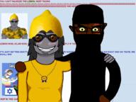 award balaclava black_eyes brown_eyes brown_skin buff comment copypasta dan discord eyes female flag:israel flag:map grey_skin hair happy hugging islam kratos lemon lemon_(user) map_(pedophile) mudslime nigger pedophile smile sonnenrad sourtan soyjak subvariant:chudjak_front subvariant:muscular_chud troon variant:chudjak variant:soyak variant:soytan warrior-z_(user) yellow_sclera // 1024x768 // 310.2KB