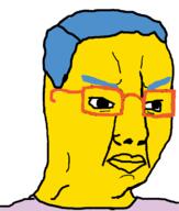 angry blue_eyebrows blue_hair cartoon chud closed_mouth clothes glasses hair milhouse_van_houten the_simpsons variant:chudjak yellow_skin // 639x751 // 19.2KB
