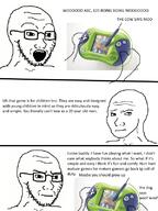 alphabet arm boing concerned cow dog frown glasses hand holding_object irl leapfrog leapster moo numbers open_mouth soyjak stubble text toy variant:soyak video_game wojak woof wordswordswords // 600x800 // 276.6KB