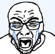 closed_eyes crying glasses hair open_mouth soyjak stubble template transparent_background variant:rupturejak water // 423x416 // 9.1KB