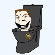 Toilet-G(user) brown_hair gums hair nose orange_eyes self_insert skibidi skibidi_toilet stretched_mouth teeth toilet toilet_logo transparent_background // 800x800 // 28.9KB