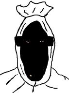 bloodshot_eyes clothes corpse drool ghost glasses kain_kafan meta:op_took_a_selfie_of_xerself no_mouth no_nose pocong red_sclera small_eyes subvariant:euromutt transparent_background undead vantablack_skin variant:markiplier_soyjak yellow_teeth // 590x796 // 26.7KB