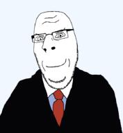 closed_mouth clothes glasses necktie smile smug soyjak stubble subvariant:nucob suit variant:cobson // 827x897 // 30.2KB