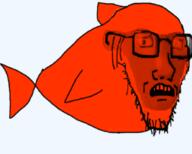 animal fish glasses scared series:animaljaks soyjak stubble subvariant:soyak_(concerned) variant:soyak water // 255x205 // 25.6KB