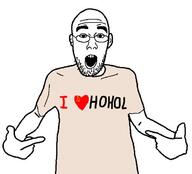 arm clothes communism ear glasses hammer_and_sickle hand heart hohol i_love open_mouth pointing soyjak stubble tshirt variant:shirtjak // 618x559 // 107.7KB