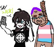 a10_eyes ack ack! africa based black_skin bloodshot_eyes chud discord_tranny drawing flag:transgender_pride_flag flags girl glasses hanging jigaboo meta:tagme nazism nigger paint purple_hair red_eyes rope say_ack shitskin smartphone text tranny trend:aryan troon ugly variant:chudjak variant:raid_tan // 1213x1057 // 85.3KB