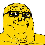 closed_mouth glasses smile soyjak variant:tony_soprano_soyjak yellow yellow_skin yoba_face // 600x600 // 34.2KB
