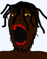 black_skin dreads glasses hair nigger red_lips soyjak stubble subvariant:gapejak_slim variant:gapejak yellow_eyes // 800x1000 // 31.8KB